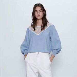 Zara Embroidered Organza Blouse XS
